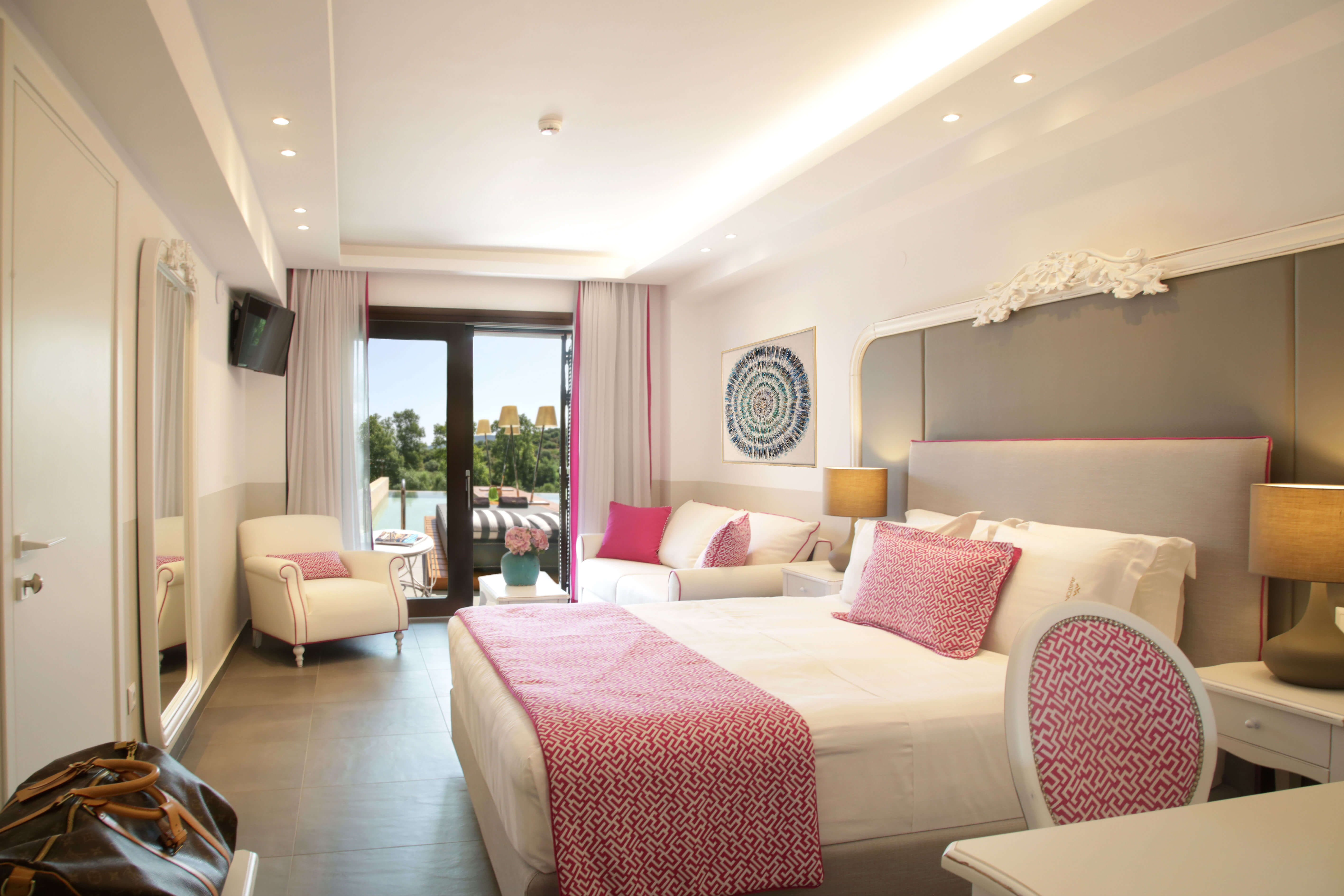 The interior of the Avaton luxury relais & châteaux suite in Halkidiki